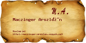 Maczinger Arszlán névjegykártya